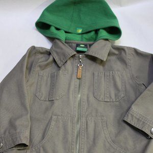John Deere Tractor Brown & Green  - Light weight Jacket 24M w/ Pockets and Hood